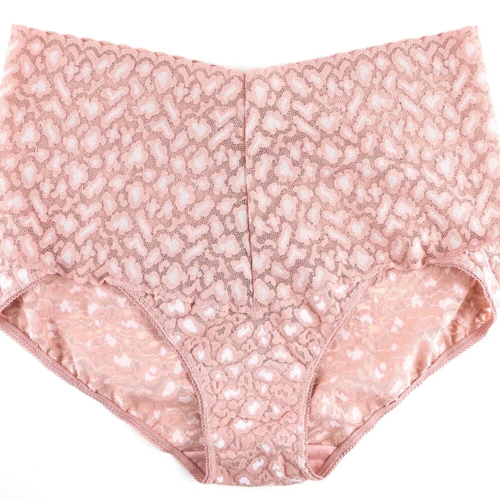 Hanky Panky Cross Dyed Leopard Retro V-kini Vikini Desert Rose/White XL NWT